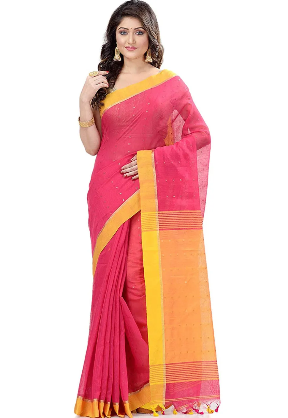 Handloom Cotton Saree in Pink