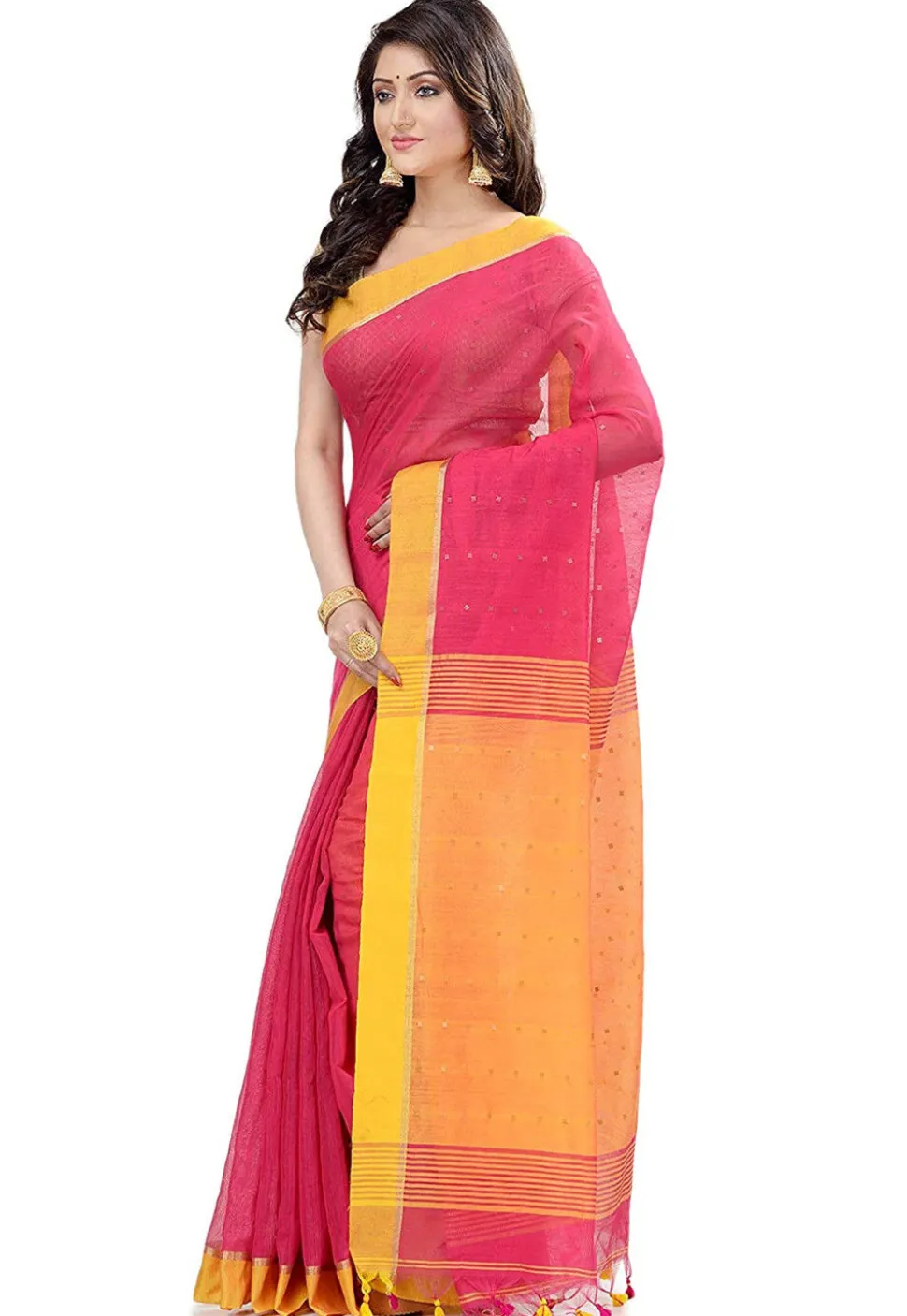 Handloom Cotton Saree in Pink