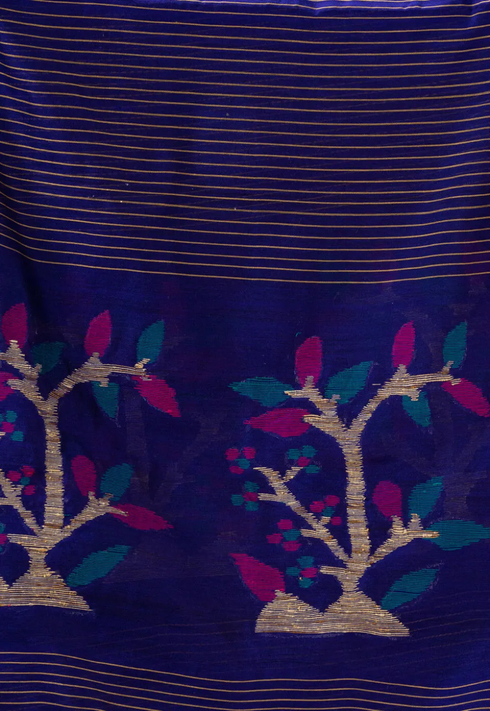 Handloom Cotton Saree in Dark Blue