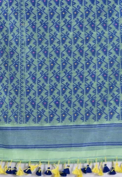 Handloom Cotton Saree in Pastel Green