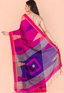 Handloom Cotton Saree in Magenta