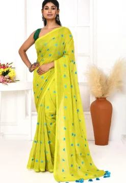Handloom Cotton Saree in Light Green