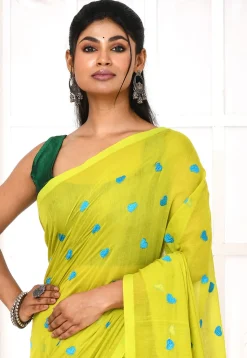 Handloom Cotton Saree in Light Green