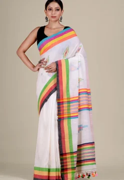 Handloom Cotton Saree in White