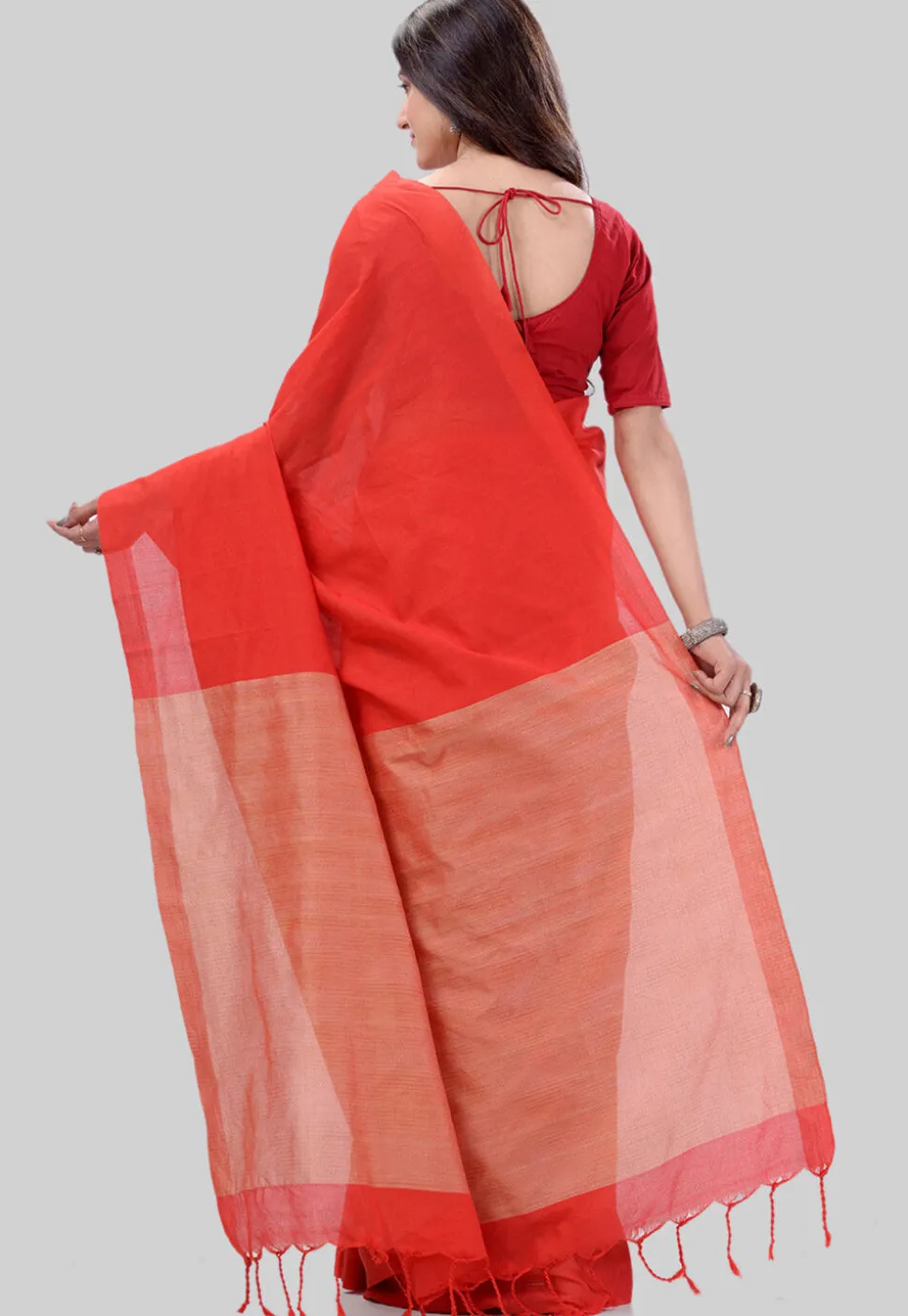 Handloom Cotton Saree in Red