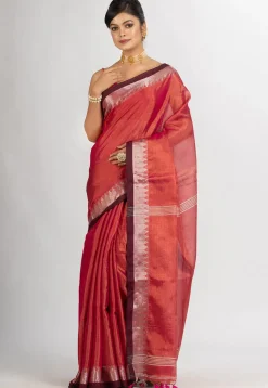 Handloom Cotton Saree in Fuchsia