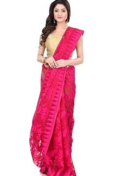 Handloom Cotton Saree in Fuchsia