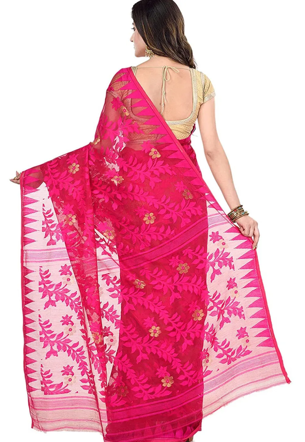 Handloom Cotton Saree in Fuchsia