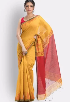 Handloom Cotton Saree in Yellow
