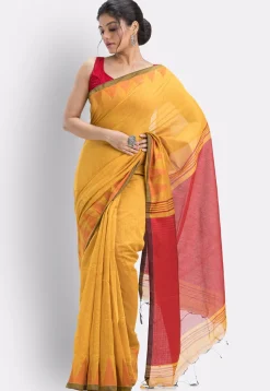 Handloom Cotton Saree in Yellow