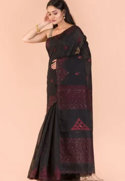 Handloom Cotton Saree in Black