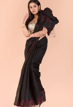Handloom Cotton Saree in Black