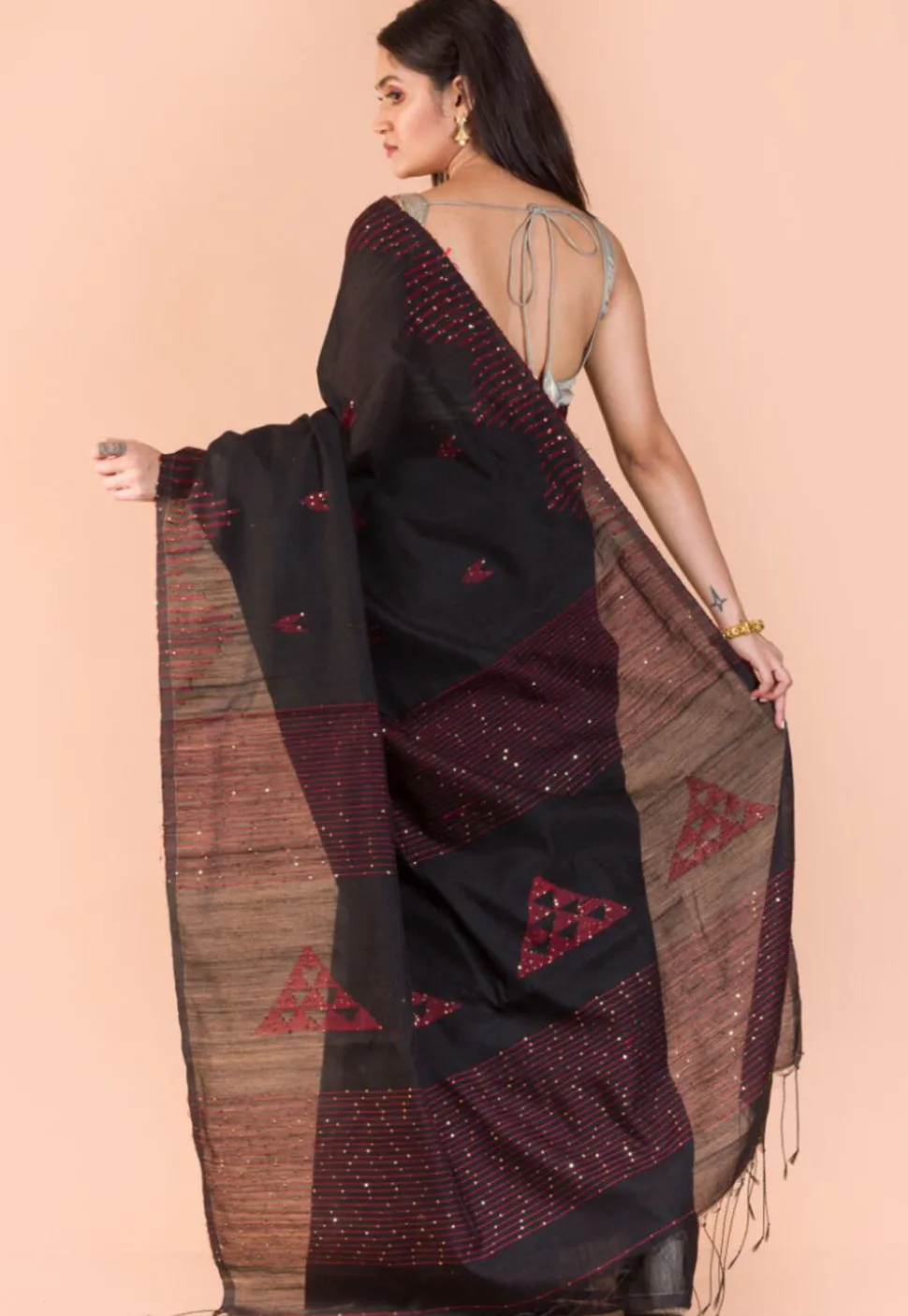 Handloom Cotton Saree in Black