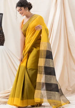 Handloom Cotton Saree in Yellow