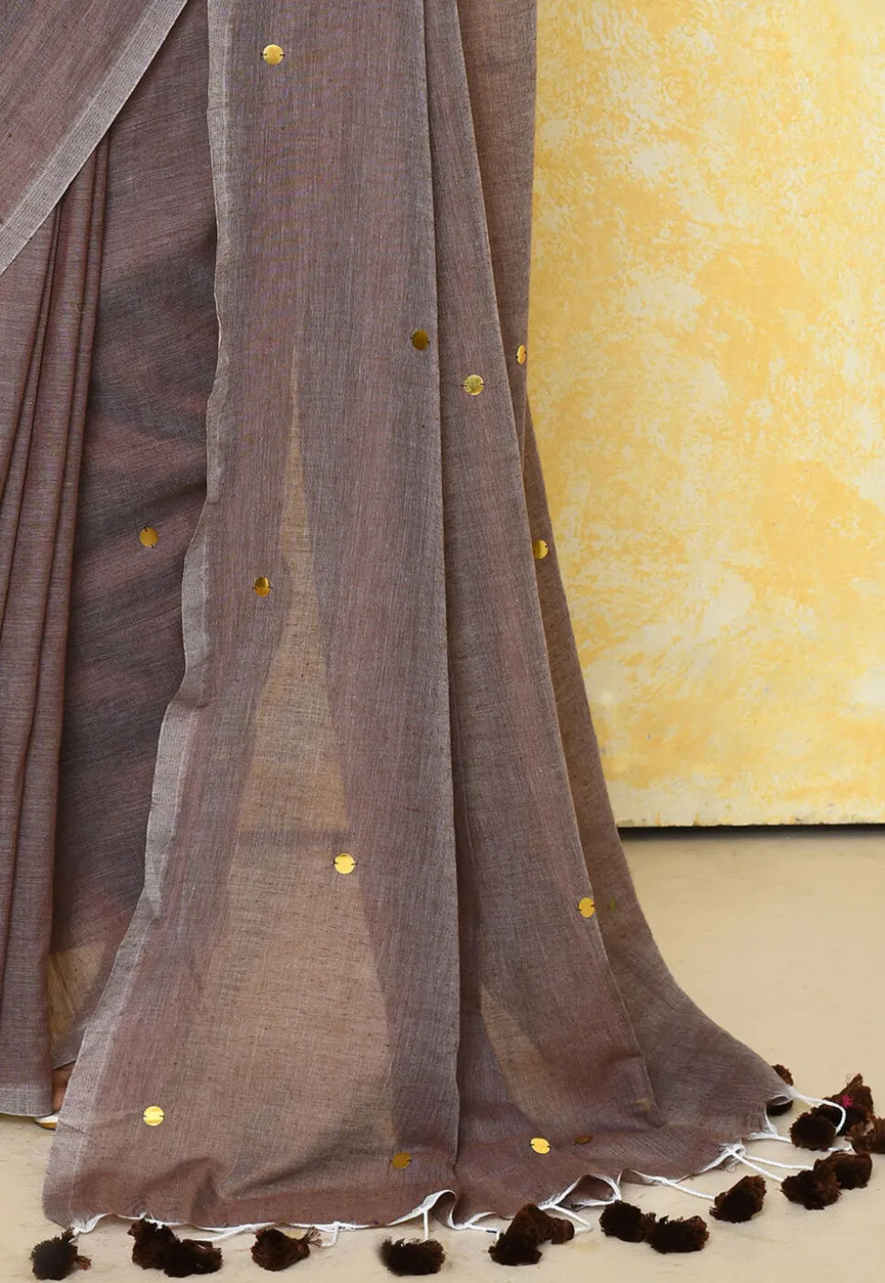 Handloom Cotton Saree in Fawn