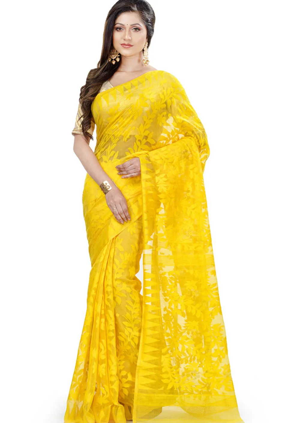 Handloom Cotton Saree in Yellow