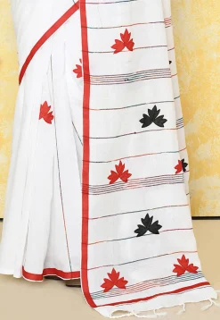 Handloom Cotton Saree in White
