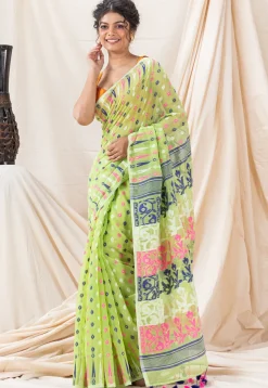Handloom Cotton Saree in Light Green