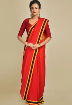 Handloom Cotton Saree in Red