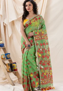 Handloom Cotton Saree in Light Green