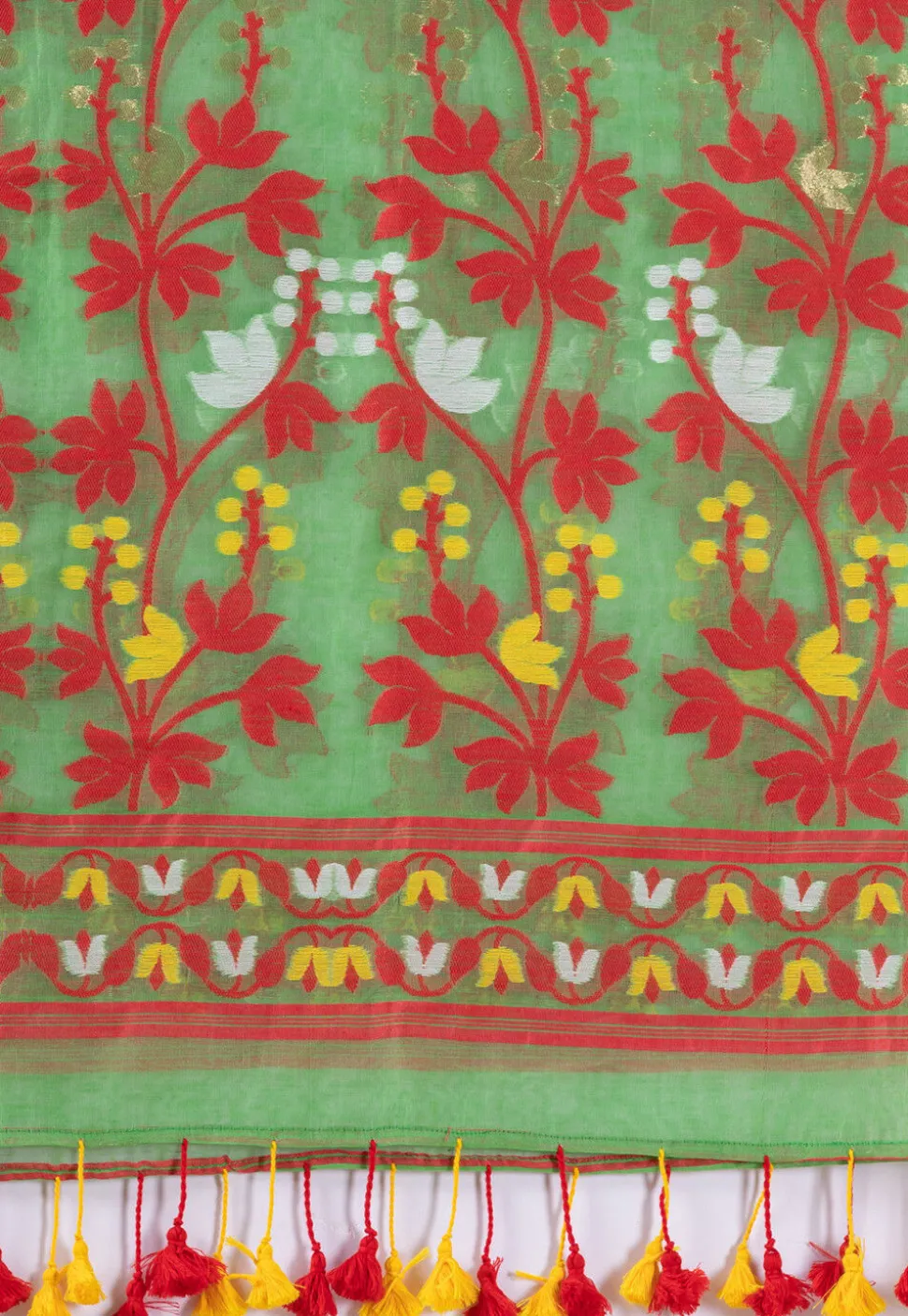 Handloom Cotton Saree in Light Green