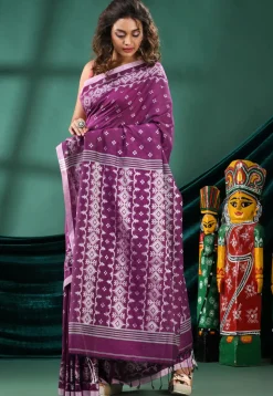 Handloom Cotton Saree in Violet