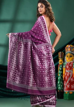 Handloom Cotton Saree in Violet