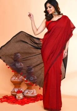Handloom Cotton Saree in Red