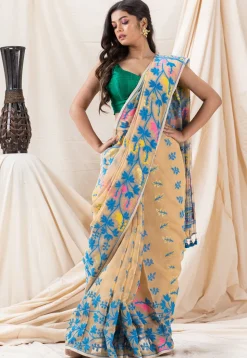 Handloom Cotton Saree in Light Beige