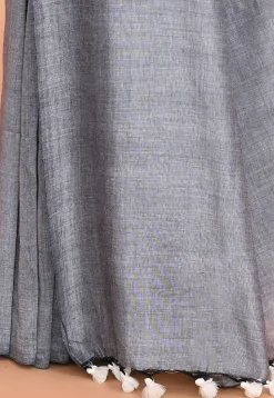Handloom Cotton Saree in Grey