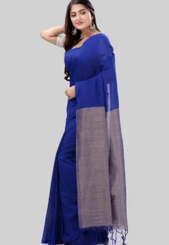 Handloom Cotton Saree in Royal Blue