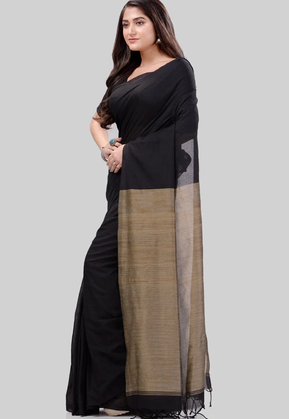 Handloom Cotton Saree in Black