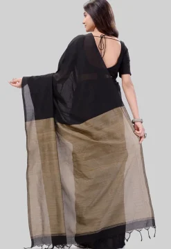 Handloom Cotton Saree in Black
