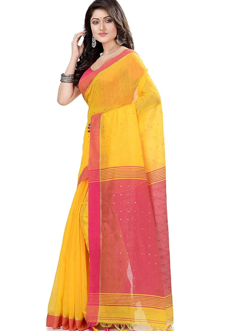 Handloom Cotton Saree in Yellow