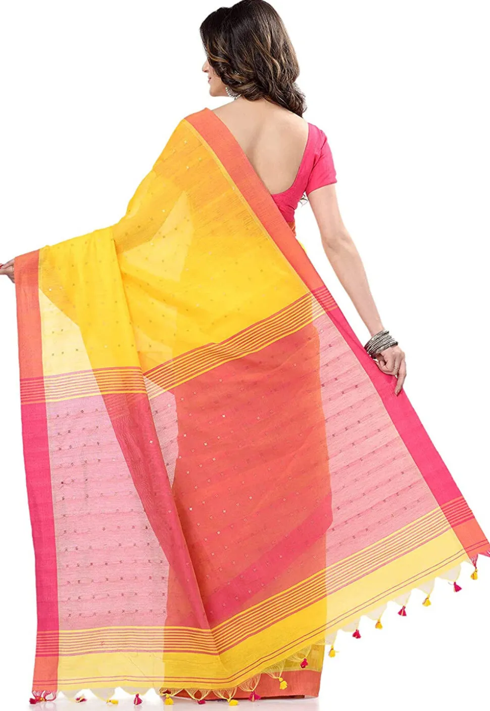 Handloom Cotton Saree in Yellow