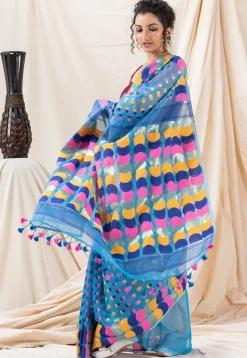 Handloom Cotton Saree in Blue