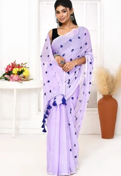 Handloom Cotton Saree in Light Purple