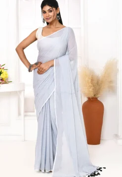 Handloom Cotton Saree in Light Blue