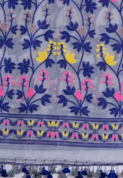 Handloom Cotton Saree in Light Grey