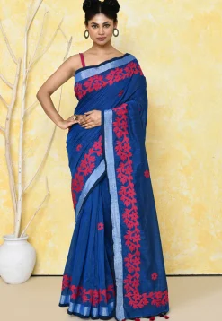 Handloom Cotton Saree in Royal Blue