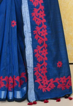 Handloom Cotton Saree in Royal Blue