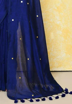 Handloom Cotton Saree in Navy Blue