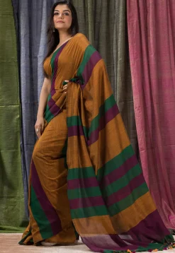 Handloom Cotton Saree in Light Brown