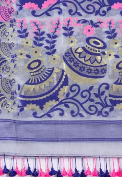 Handloom Cotton Saree in Light Grey