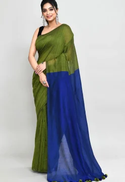 Handloom Cotton Saree in Green