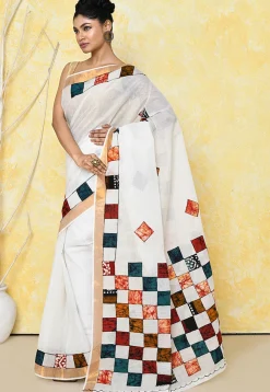 Handloom Cotton Saree in White