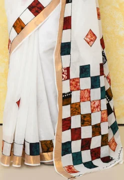 Handloom Cotton Saree in White