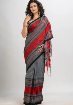 Handloom Cotton Saree in Grey