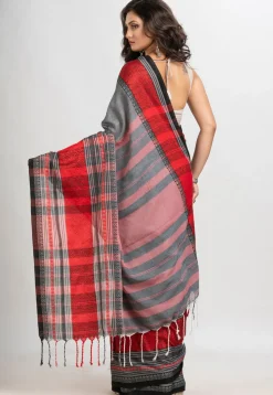 Handloom Cotton Saree in Grey