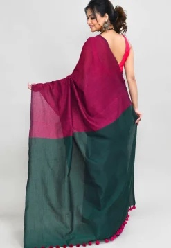 Handloom Cotton Saree in Magenta